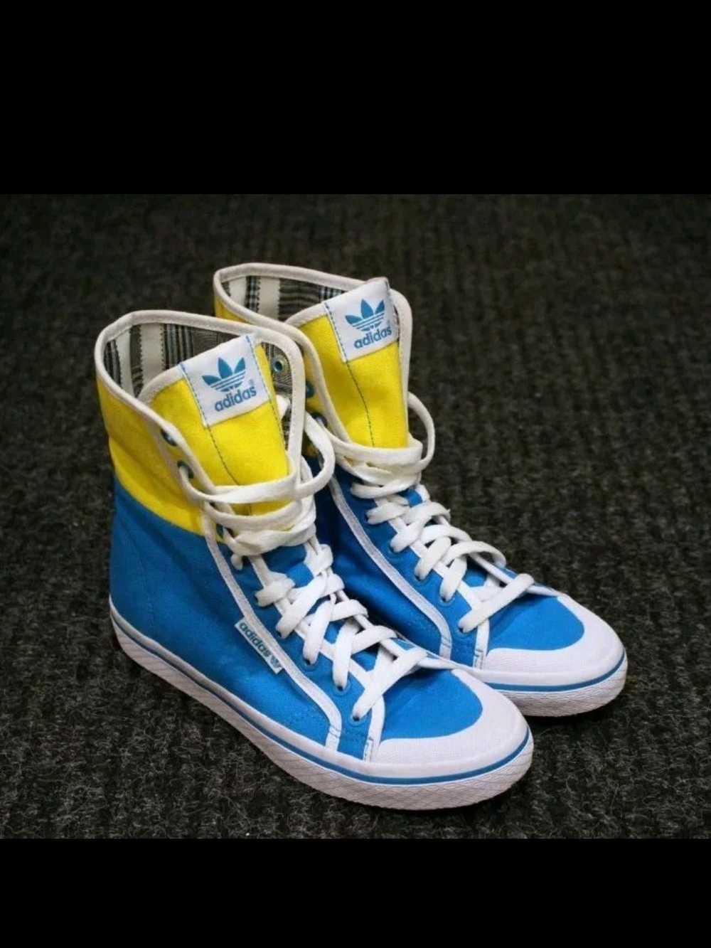 Adidas High-Top Sneakers in Blue and Yellow